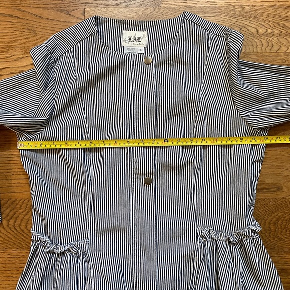 Live a Little Jacket Top Womens LAL White Navy Stripe Bell Cuff SZ Lg - Picture 6 of 6